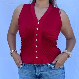 Red rhinestone top, red vest top